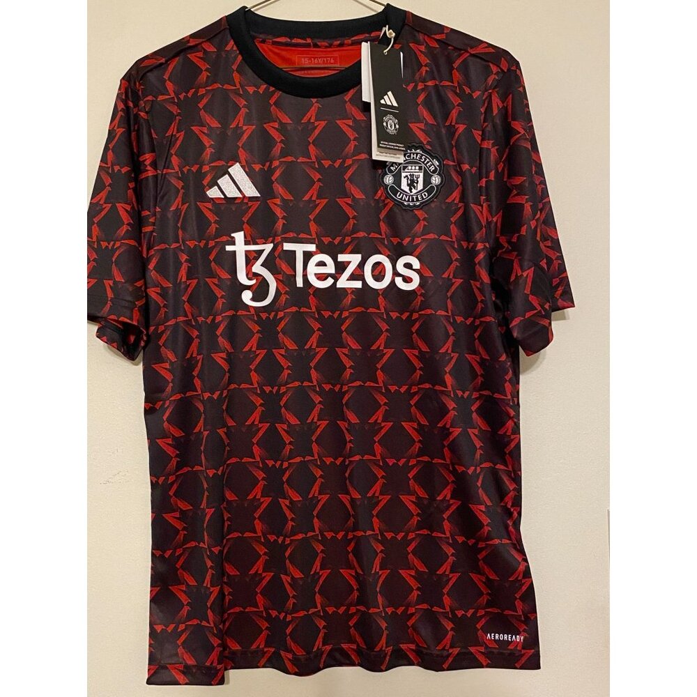 New NWT Kids' Adidas Manchester United 2024/25 Pre-Match Top Unisex Size XL